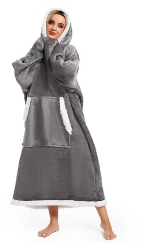 DmgicPro Unisex Erwachsene Tragbare Decke Hoodie, grau dunkel, Adult