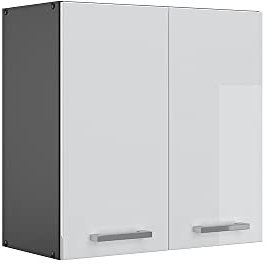 Vicco elément Haut de Cuisine R-Line, Blanc Haute Brillance/Anthracite, 60 cm