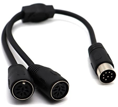 LOKEKE 8 Pin DIN MIDI Splitter Cable, 0.3M / 11.81 inch, Black, Male to Female, Compatible with Bang Olufsen PowerLink MK2, Audio Device, Musical Instrument