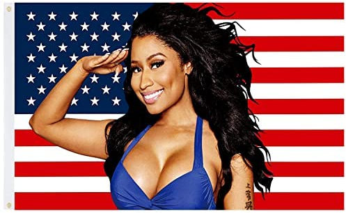 Nicki Minaj Drapeau américain Nic-ki Min-aj Couleurs vives Double couture et 2 œillets en laiton Bannière de 61 x 91 cm