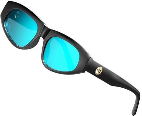 ATTCL Polarisierte Damen Sonnenbrille Katzenauge Sonnenbrillen TR90 Rahme mit UV-Schutz 5199 C2 Black+blue