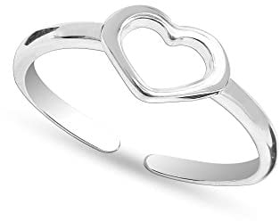 LeCalla 925 Sterling Silber Open Heart Band Ring verstellbare Zehenringe für Damen