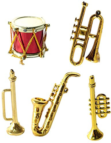 SM SunniMix PP Puppenhaus Miniatur Musikinstrument Miniatur Accs Geschenke Ornament Trompete Dekoration Spielzeug Handwerk Mittlerer Schlag Spiel DIY für 3-6