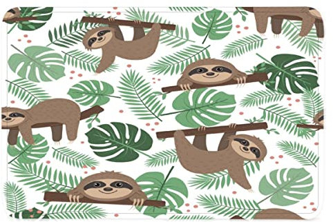 AOLIGL Süßes Faultier Fussmatte Außen 3D-Druck Tier Türmatte rutschfest Personalisiert Fußmatte Innen Flanell Teppich Bodenmatte für Flur Haustreppe Schmutzfangmatte 60x90 cm