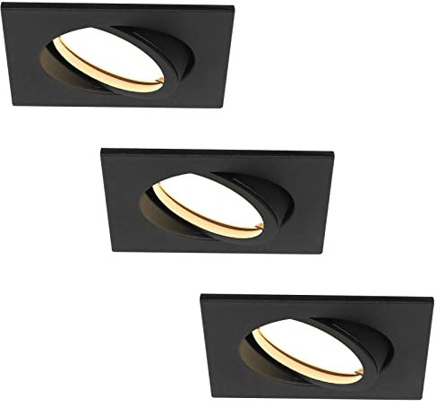 HCFEI LED Einbaustrahler ultra Flach | 425 Lumen | 230V 5W | Dimmbar | Gehäuse Eckig | Schwenkbar | Schwarz (3er - Neutralweiß)