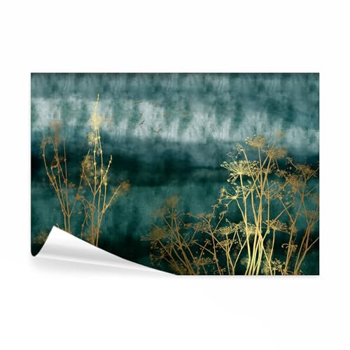 decomonkey Fototapete Landschaft Abstrakt 300x210 cm Design Tapete XXL Fototapeten Vlies Tapeten Vliestapete Wandtapete moderne Wand Schlafzimmer Wohnzimmer Vogel Natur Himmel Aquarell Blau