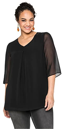 Sheego Damen Große Größen Tunika im Lagenlook, mit Chiffon Businessmode elegant V-Ausschnitt -