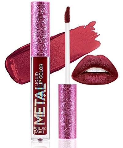 Boobeen Metallic Liquid Lipsticks Matte Lips Lipstick Pearl Glitter Lip Gloss High Pigment Long Lasting Nonstick Lip Glaze Makeup für Frauen und Mädchen