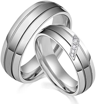 Ring Männer Silber, Ringe Herren Edelstahl Zirkon Eingelegt Weiß Ringe Herren Geschenke für Männer Größe 54 (17.2)