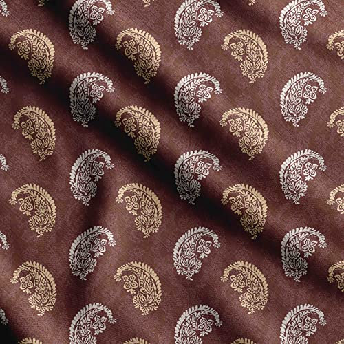 Soimoi Schwerer Baumwoll-Popeline-Stoff, rot -asiatischer Paisley-Druck -42 Zoll Breite, natürlicher Baumwollstoff für die Herstellung von Steppdecken, Kleidern, Kissenbezügen, Tischdecken, 1 Meter