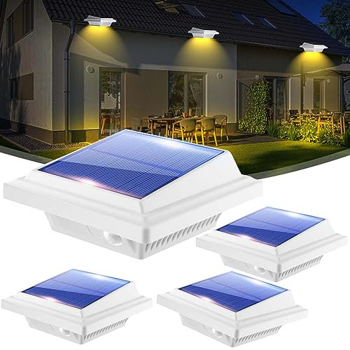 BILLION DUO Dachrinnen Solarleuchte für den Außenbereich, 4er Solarlampen für Außen Garten, Wasserdichte 40 LEDs Zaunbeleuchtung, Weiße Solar Wandlampe Warmweißes Solarlicht für Garage, Terrase