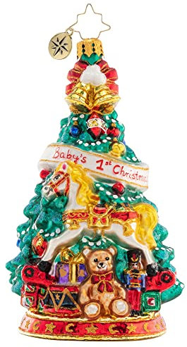 Christopher Radko Handgefertigter europäischer Glas-Weihnachtsbaum, dekoratives Ornament, Tot's erster Baum