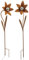 Kobolo Gartenstecker Dekostecker Blume Fleur aus Metall in Naturrost und Edelstahl 2er Set 96cm