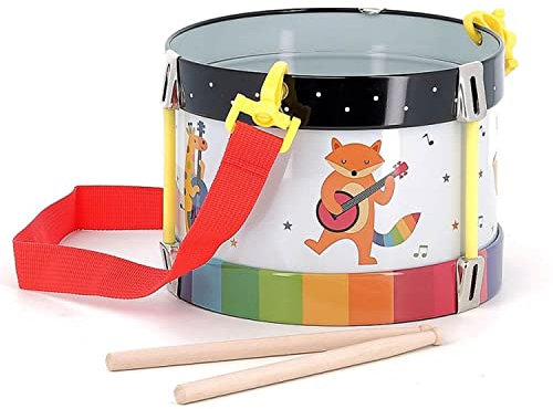 Vilac - Regenbogentrommel – Andy Westface – Musikinstrument – Spielzeug aus Metall und Holz – Iniation mit Klängen und Rhythmen – Verstellbarer Gurt – für Kinder ab 3 Jahren