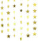 6 Glitzer-Girlanden-Set, Reflektierende Stern-Papiergirlande, Wimpelkette, Funkelnde Party-Dekoration Für Geburtstag, Hochzeit (Gold)