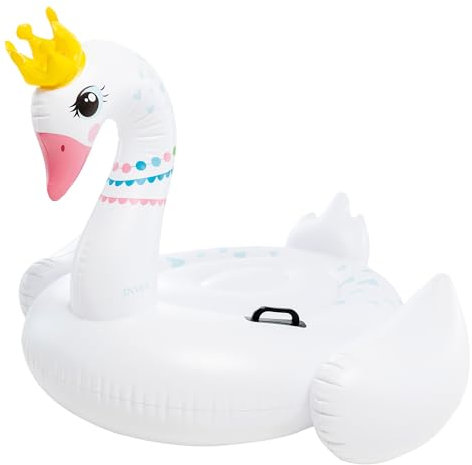 Intex, Flotador Hinchable, 142x137x99 cm, Diseño Cisne, Incluye Parche reparación, Colchoneta con 2 Asas, con 2 cámaras de Aire, Colchonetas de Piscina, Hinchables Playa, Juguete Agua (57562)