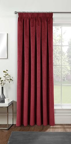 Enhanced Living Velvet Red Thermal 100% Blackout Door Curtain Panel with Tape Top - 66 x 84 Inch (168 x 214cm) - Supersoft Energy Saving & Noise Reducing Curtain for Living Room & Bedroom.