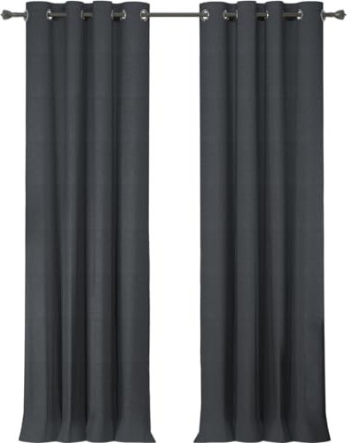 Ystyle Gardinen 2er Set, 100% Verdunklungsvorhänge, 140×300cm, Thermovorhang Gegen Kälte Und Hitze, Leinenoptik Blickdicht Wohnzimmer, Schallschutz Vorhang Mit Ösen Schlafzimmer, Grau
