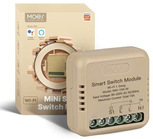 MOES Interruptor Inteligente Wifi,MINI Smart Switch,Módulo Interruptor,Control Tuya/Smart life APP,Compatible Alexa y Google Home,1 Vía