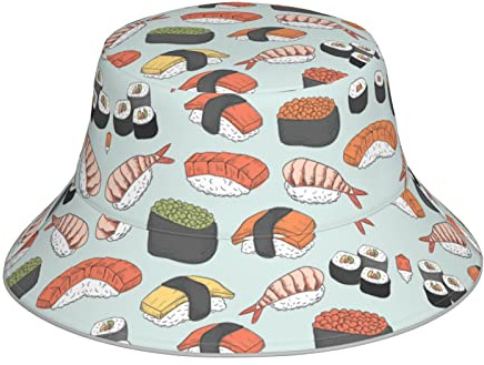 EgoMed Fischerhut, Sushi, Unisex, Nachtreflektierende Mütze, Läufermütze, Fischerhut, Reisen