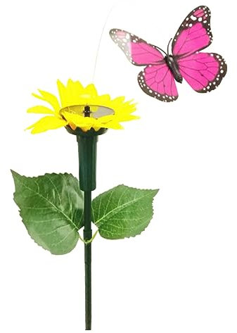 OSALADI Solarbetriebene Sonnenblumen-lampe Mit Tanzendem Schmetterling Für Gartenbeleuchtung Dekorative Landschaftsbeleuchtung Für Balkon Und Rasen Batteriebetrieben Möglich Farbe Zufällig