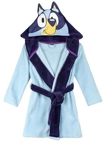 BlueY Bademantel für Kinder, Warmer und Weicher Bademantel, Bademantel für Jungen, Design Bandit Heeler mit 3D Kapuze, Größe 4 Jahre