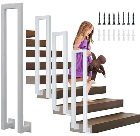 Treppengeländer Innen, U-FöRmige GeläNder Treppe, 35-110cm Handlauf Treppe,Metal GeläNder Drinnen/RaußEn, Nordic Modern handlauf schwarz, Geländer für Villen (C-weiß, 100cm)
