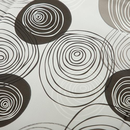 Wachstuch Tischdecke Kreise weiß schwarz oval abwaschbar Gartentischdecke fleckenabweisend (160x220 cm oval)