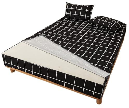 ZGXNYI Coprimaterasso Impermeabile Coprimaterasso Impermeabile Chiuso a Sei Lati Tutto compreso con copriletti con Cerniera Coprimaterasso Matrimoniale Impermeabile(Color 01,2xPillowcase 48x74cm)