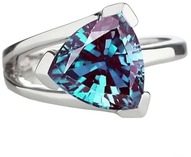 Gems Vibes Mehrfarbiger Alexandrit Trillionschliff Edelstein Ring für Frauen 925 Sterling Silber Ring Natürlicher Alexandrit Ring Hochzeitsgeschenk Für Besonderen Eleganter Ring
