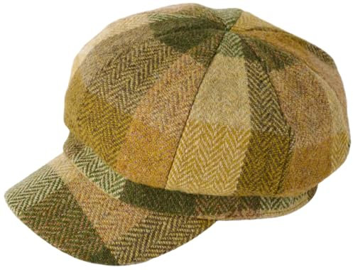 Failsworth Damen Harris Tweed Bakerboy Cap in HT70 - Grün, Größe: S/M, HT70 - Grün, 56