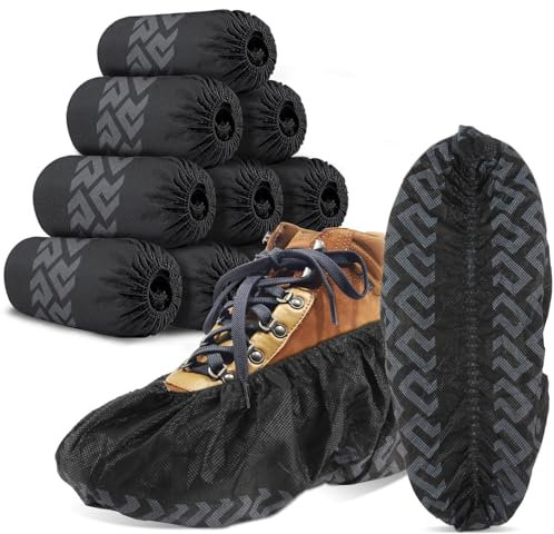 WUJUN 100Pack(50 Pairs) Black Disposable Shoes Covers Boot Cover Waterproof, Dust-proof, Non-slip, Size Fit Most, Protect Your Shoes, Carpets and Floors.Cleaning Accessories