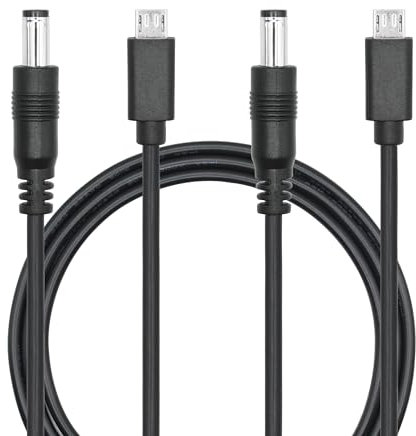Riertostng Câble d'alimentation DC 5,5 mm x 2,1 mm vers micro USB 1 m/3 FT, DC 5521 mâle vers fiche micro USB 5 V 3 A, câble d'extension pour lampe de bureau LED, petit ventilateur, etc. (2 pièces)