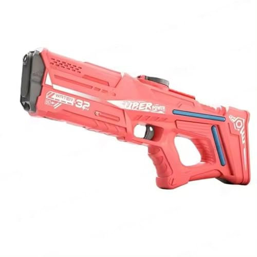 GSV Essentials Electric Water Gun, 32 Range Squirt Gun, Ergonomic Grip, Rapid-Fire Action, Comfortable Grip, Lightweight and Portable, Imaginative Play, (Red)