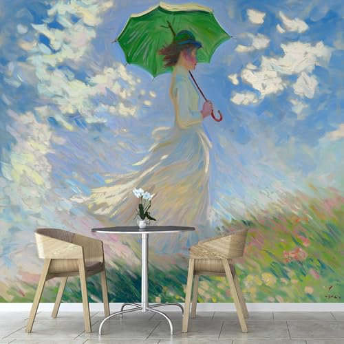 Papier Peint Panoramique Portrait Peinture À L'Huile Femme Paysage 350× 256 cm, Papier Peint Géant 3D Salon Chambre Salle à Manger Chambre d'Enfant Décoration Murale