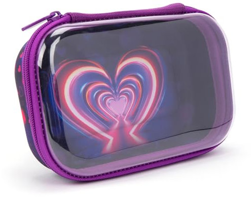 ZIPIT Federmäppchen mit transparenter Oberseite für Kinder, robuste Stiftebox für die Schule, große Kapazität, Schreibwaren-Organizer-Box, Herz