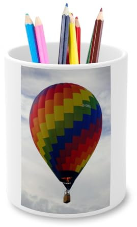 Fabulous Ceramic Pencil Pot – Multi-Coloured Hot Air Balloon in Cloud Sky – 325 ml