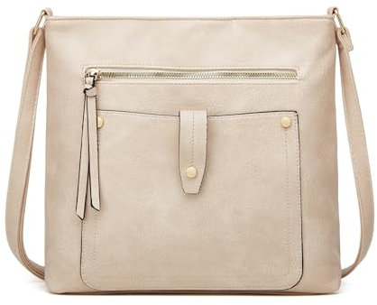 Dokeno Umhängetasche aus veganem PU-Leder für Damen, Leichte Schultertasche Mittelgroß, Verstellbarer Schultergurt, Wasserabweisend, Crossbody Bag für Arbeit, Schule und Freizeit