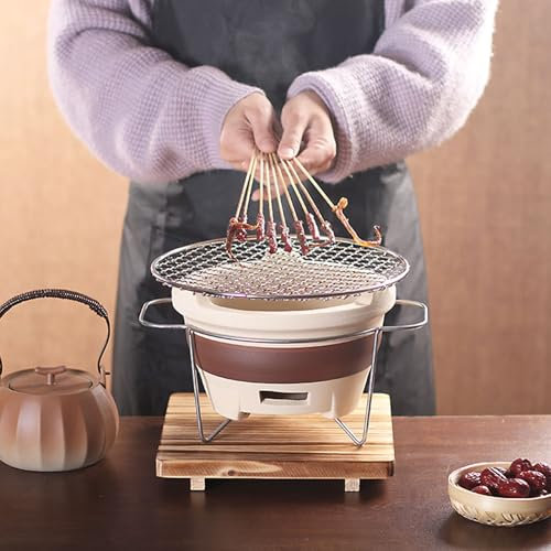 GMBAYUE Keramischer Holzkohleofen, Tragbarer Grillofen, Japanischer Grill Kohlekocher, Grillofen für Den Außenbereich, Japanischer Tischgrill, Outdoor-Grillwerkzeug Grill(Small)