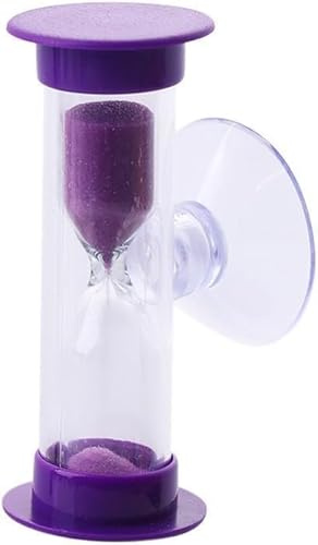 Violetter Zahnbürsten-Timer für Kinder, 2 Minuten, Sanduhr, Timer, Kunststoff, Saugnapf, Sanduhr, Sanduhr, Desktop-Ornament, Partyzubehör, Timer, Küchentimer