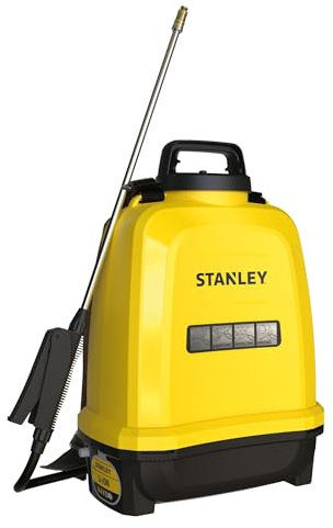 Stanley Pulverizador de presión 12 L, pulverizador de jardín, eléctrico, batería de Litio Recargable, Lanza telescópica, Boquilla Ajustable, autonomía 2 h, máx. 5 Bar, 0,6 L/min, Amarillo/Negro