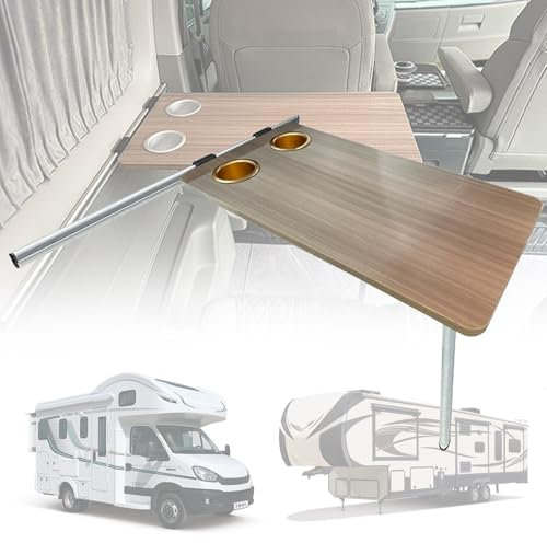 XNXYSMKJ 31 x 15 Zoll klappbarer Holztisch mit 28,1 Zoll Aluminium-Tischbein, wandmontierter Klapptisch, Wohnwagen-MPV-Esstisch, für Wohnwagen, Boote, Yachten
