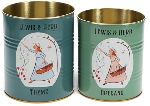 dotcomgiftshop Rex London Lewis and Herb Storage Tins Set of 2 - Retro Storage Tins, Medium