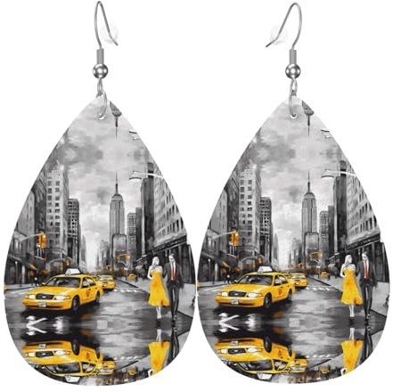Die exquisiten tropfenförmigen Leder-Ohrringe von Love From New York sind modisch und hell, helle und lebendige Farben, verblassen nicht leicht, Einheitsgröße