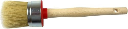 efo Pinceau rond - Pour peinture à la craie, cire, moulures, panneaux, meubles et clôtures - Mélange de poils naturels pour teinture, huile et vernis (50 mm)