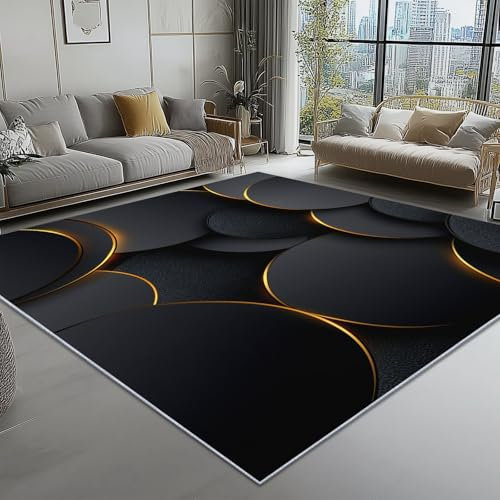 Alfombra Antideslizante para Dormitorio 100 x 150 cm - Abstracto Textura Metálica Geométrico Imprimir Delgada Lavable Alfombra, Gris Oscuro Pelo Corto Suave Alfombras para Dormitorio Comedor