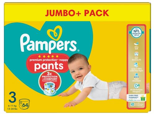 Pampers Premium Protection Pants - Größe 3 - Mega Pack - 64 Stück - 6/11 KG - Windelhosen