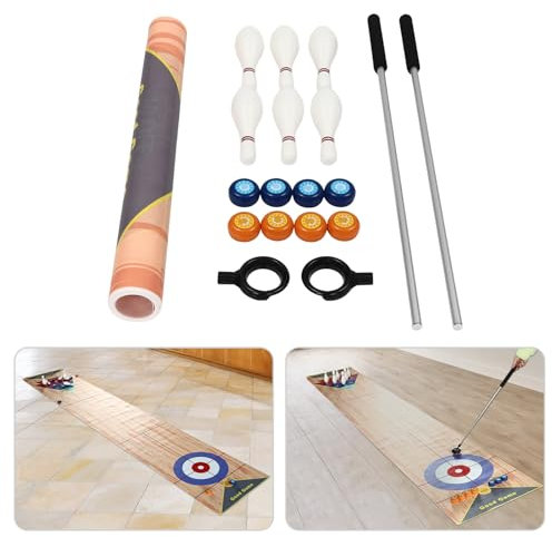 CHERIPOLI 3-In-1 Curling and Shuffleboard Table-Top Game, Cpiel Tragbares Tischkegelspiel, Curling-Spiel Tabletop Tischspiel, für die ganze Familie Outdoor Spiele Zuhause Büro Party