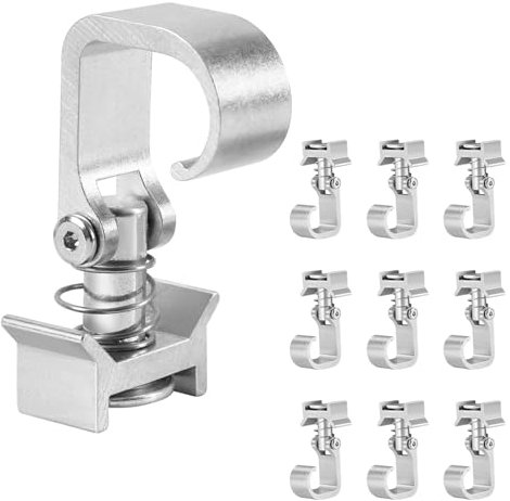 Fiqops Airlineschiene Fitting 10 Stück, Airline Fitting Maximale Tragfähigkeit 45kg,Silber Eloxiert,Aluminium Haken für Airlineschiene,Einfachendbeschlag für Zurrschienen,für Anhänger,Wohnwagen