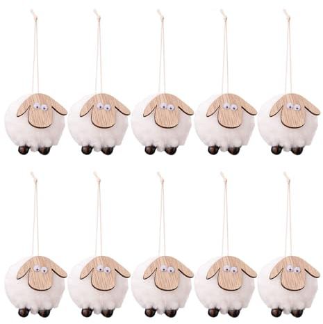 10 Stück weiche Filz Schafe Weihnachtsbaumschmuck Filz Schafe hängen für Weihnachtsbaum Ornament und Geschenk Party Supplies